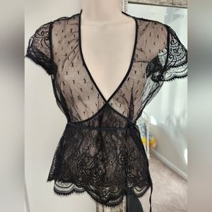 Boho Festival Lace wrap Sheer Top by COSABELLA Size M